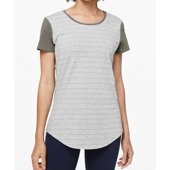 lululemon athletica Tops - LULULEMON Heathered Gray Striped Love Crew Top